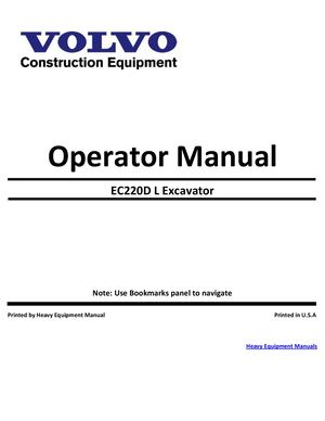 EC220D L Excavator Operator Manual PDF