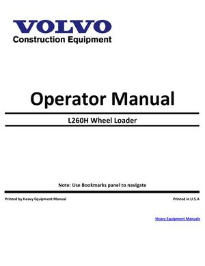 L260H Wheel Loader Operator Manual PDF