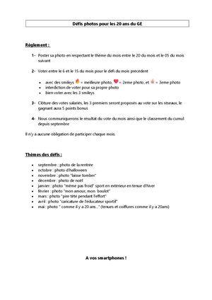 Défis Photos Le Règlement