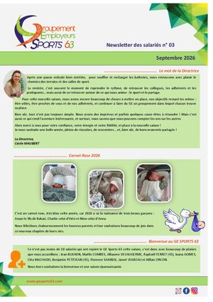 Newsletter N°3 Septembre 2026