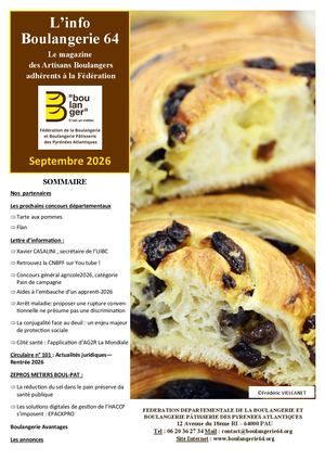 L'info Boulangerie 64 Septembre 2026
