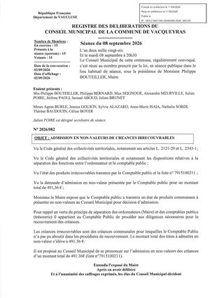 2026 082 Admission En Non Valeurs Tampon