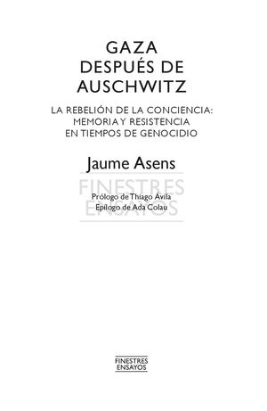 Gaza después de Auschwitz, de Jaume Asens