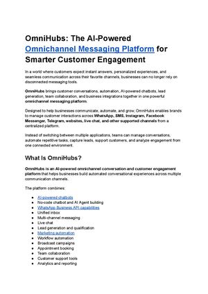 Omni Hubs The Ai Powered Omnichannel Messaging Platform For Smarter Customer Engagement