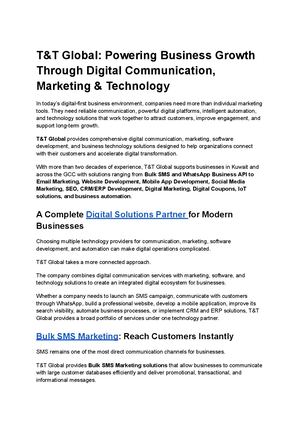 T&t Global Powering Business Growth Through Digital Communication, Marketing & Technology
