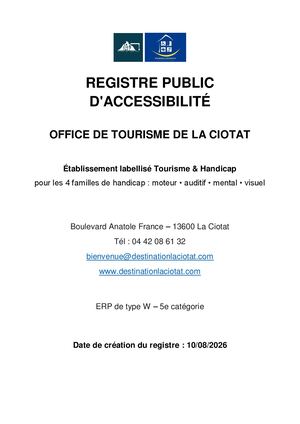 Registre Public D'accessibilité Ot La Ciotat