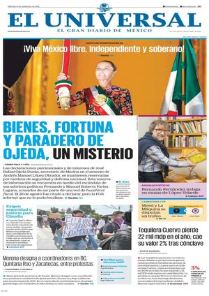 Primeras planas miércoles 16092026 Sociedad Noticias