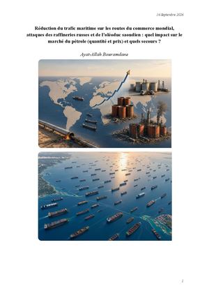 Réduction du trafic maritime sur les routes du commerce mondial, attaques des raffineries russes et de l’oléoduc saoudien : quel impact sur le marché du pétrole (quantité et prix) et quels secours ?