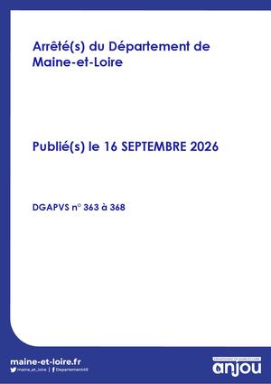 16 Septembre 2026 - Arrêtés Pvs 363 368