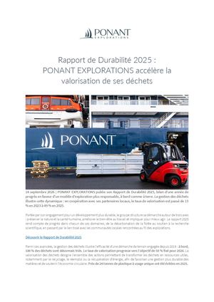 Rapport De Durabilité 2025 PONANT EXPLORATIONS Accélère La Valorisation De Ses Déchets
