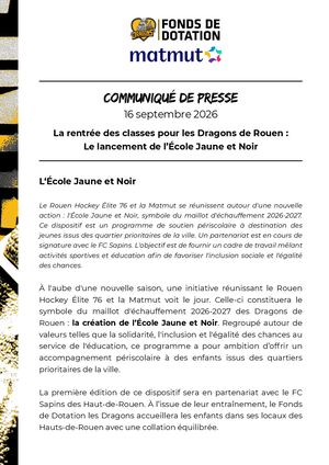 Communiqué de presse - École Jaune et Noir