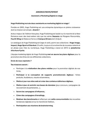 Stage en marketing digital