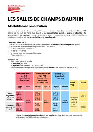 Modalités De Réservation Champs Dauphin