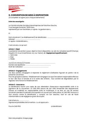 Convention De Réservation