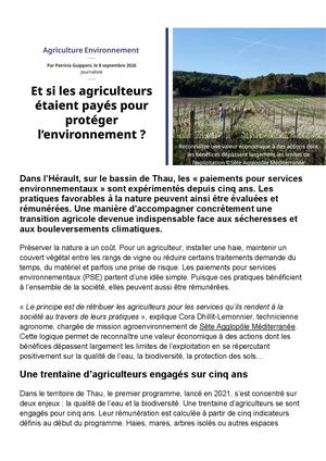 Et si les agriculteurs étaient payés pour protéger l’environnement ?