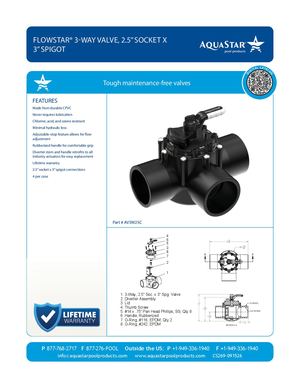 AV3W25C_Flow Star® 3 Way Valve, 2 5″ Socket X 3″ Spigot