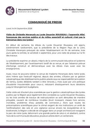 CP MNL - Morançais n'est pas la bienvenue à Rousseau !
