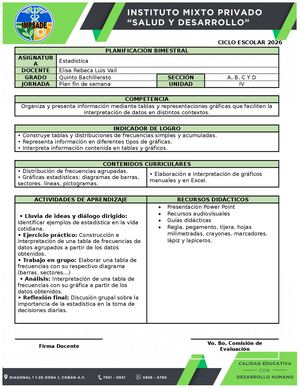 Estadística Plan Iv U