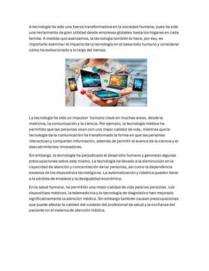 La Innovación Tecnológica En El Desarrollo Humano