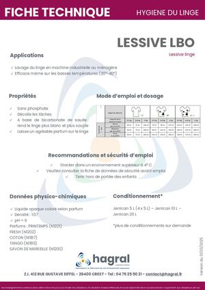 Fiche Technique Lessive Lbo