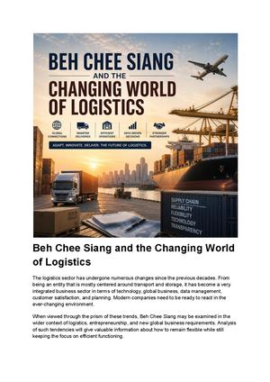 Beh Chee Siang and Global Trade Logistics