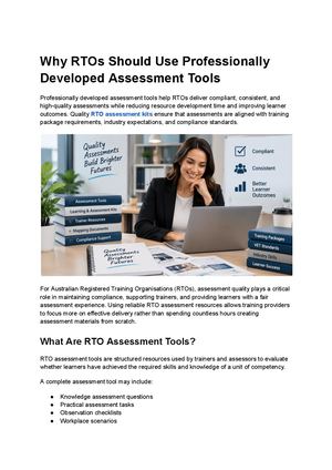 Why RTOs Should Use Professionally Developed Assessment Tools