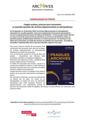 Cp Fragiles Archives, La Nouvelle Expo Des Archives Départementales Et Métropolitaines
