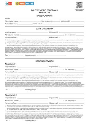 WP/KineMathe Formularz Zgłoszeniowy KineMathe Druk