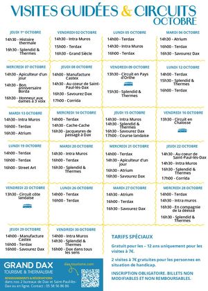 Visites guidées et circuits - octobre 2026