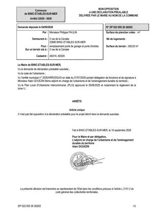 DP 26 Q 0202 - Arrêté