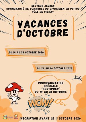 Programme vacances octobre ados Civray