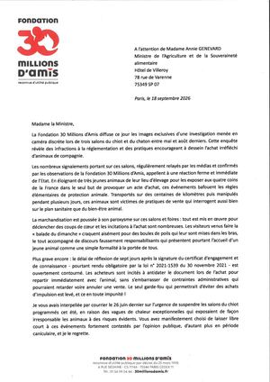 Courrier à Annie Genevard Salons Du Chiot 18 09 2026