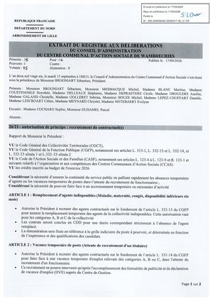 26 21 Autorisation De Principe - Recrutement De Contractuel(s).