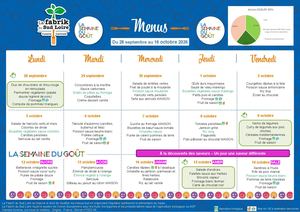 Menus scolaires - Octobre 2026