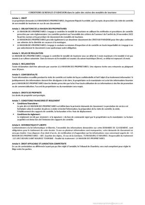 Conditions Generales D’adhesion Visites Des Meublés De Tourisme