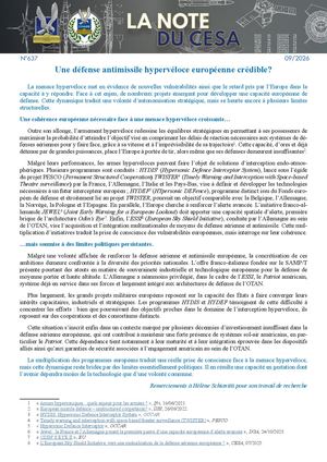 LA NOTE DU CESA N°637 Une Défense Antimissile Hypervéloce Européenne Crédible
