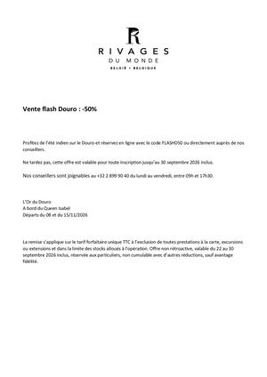 Conditions BEFR - Vente flash Douro sept 26
