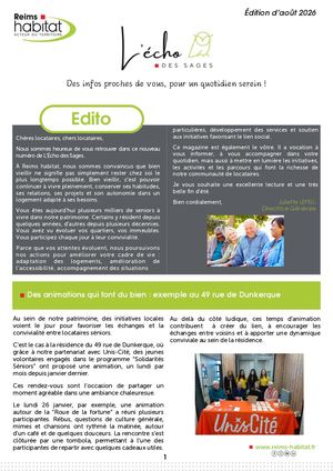 L'Echo des Sages - 2 - Août 2026