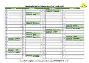 Planning Certiphyto Automne 2026