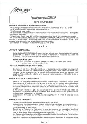 Ar26st220 Av Portant Permis De Staionnement Route De Nantes Du 02 10 Au 02 11 2026