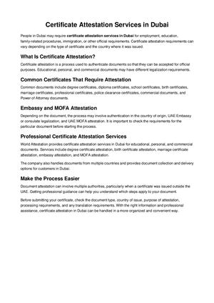 Certificate Attestation Services In Dubai
