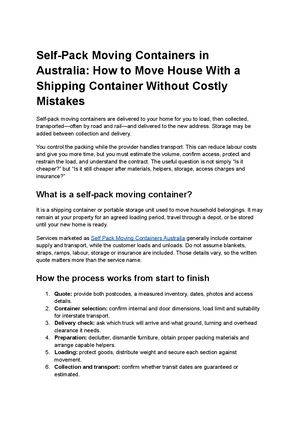 Self Pack Moving Containers In Australia How To Move House With A Shipping Container Without Costly Mistakes