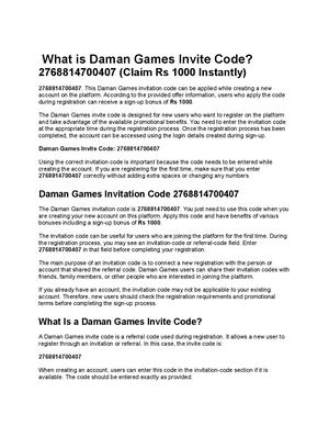 Daman Games Invite Code -2768814700407