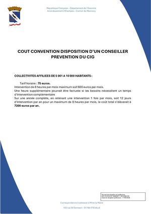 DEL 120 2026 - Annexe 2 - Coût Convention Mise à Disposition Conseiller De Prévention Du CIG