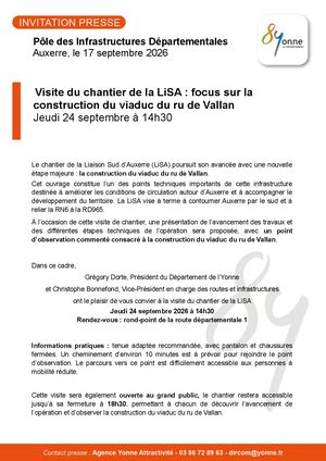 Visite du chantier de la LiSA : focus sur la construction du viaduc du ru de Vallan Jeudi 24 septembre à 14h30