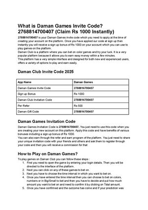 How to use Daman Games Invite Code- 2768814700407  (Get upto 1000)