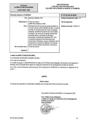 DP 26 Q 0200 - Arrêté