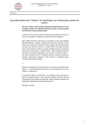 Web1 Marcelle Media Avec “Ulysse”, Un Cinéthique Sur L'enfant Pas Comme Les Autres 14092026