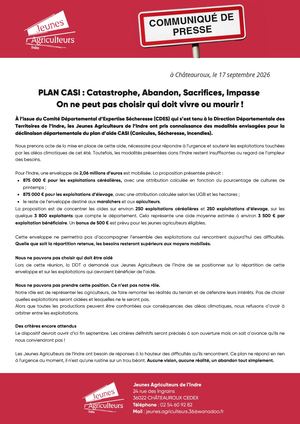 Communiqué de presse : Plan Casi