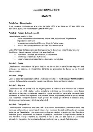 Nouveau Statuts Demain Angers